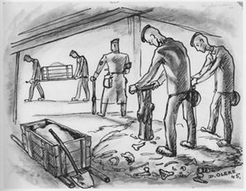dessin David Olère Sonderkommando crématoire os Knochenstampfer Auschwitz Birkenau